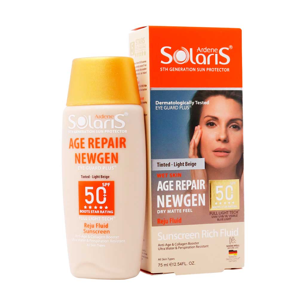 فلوئید رنگی ضد آفتاب و ضد چروک SPF50 سولاریس آردن مدل ایج ریپیر نیوژن - بژ روشن