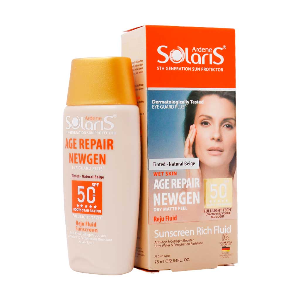 فلوئید رنگی ضد آفتاب و ضد چروک SPF50 سولاریس آردن مدل ایج ریپیر نیوژن - بژ طبیعی